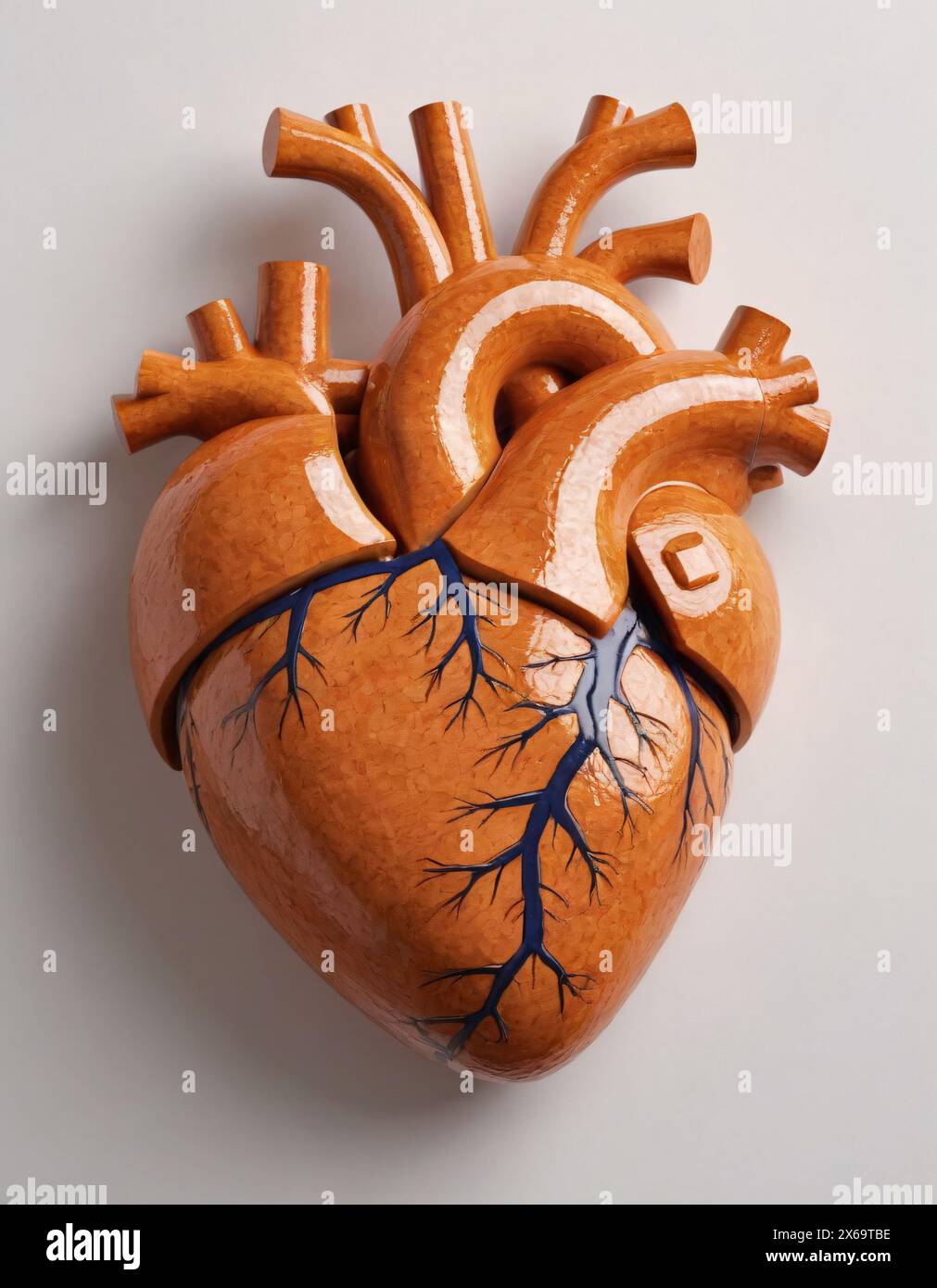 Menschliches Herz, semirealistische Darstellung. Dunkle Töpferwaren Stockfoto