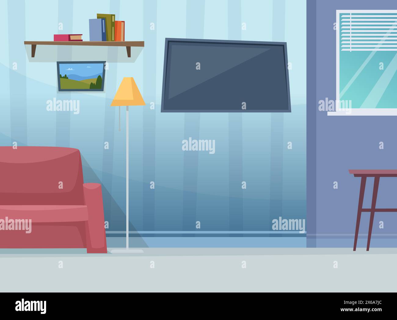 Leerer Wohnbereich im Inneren mit Sofaböden und Fenster Stock Vektor