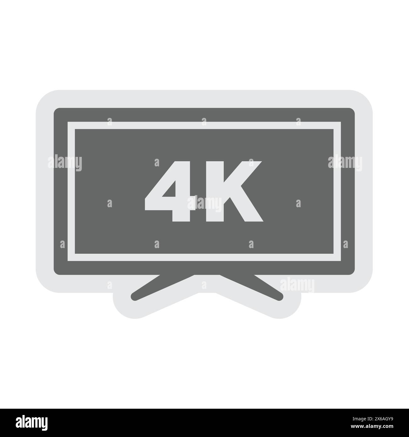 Vektorsymbol für tv-Monitor mit 4K-Auflösung. Aufkleber oder Etikett für die Bildschirmqualität. Stock Vektor