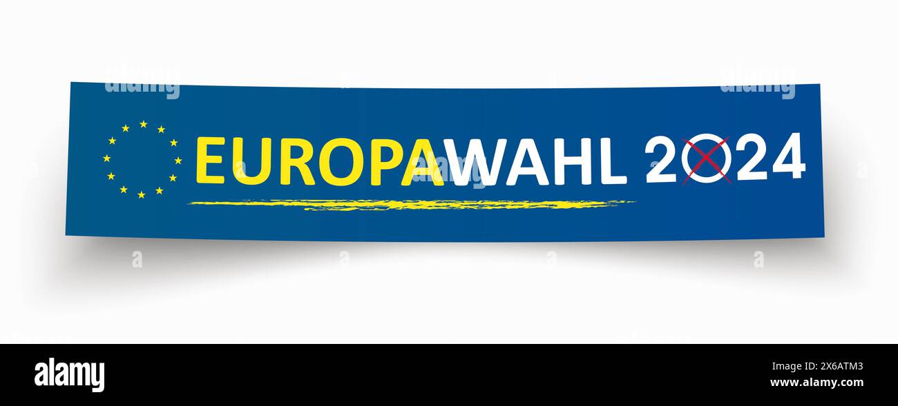 Papier Banner Europawahl 2024 Deutscher Text Europawahl 2024, Übersetzung Europawahl 2024. Stockfoto