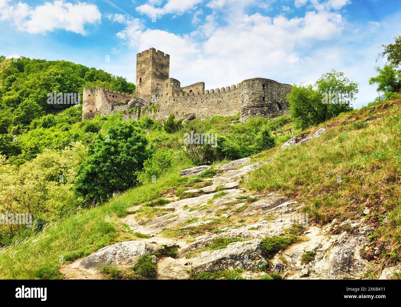Hinterhaus Burgruine (Ruine Hinterhaus), Spitz, Wachau, UNESCO-Weltkulturerbe, Niederösterreich, Österreich Stockfoto