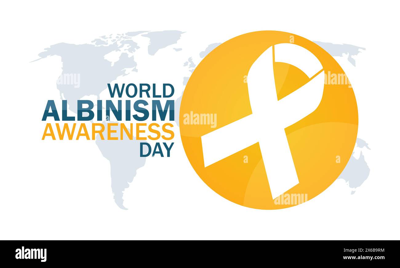 Hintergrundbild zum Tag des Bewusstseins des Weltalbinismus mit Formen und Typografie, Banner, Karte, Poster, Vorlage. Welt-Albinismus-Awareness-Tag, Hintergrund Stock Vektor