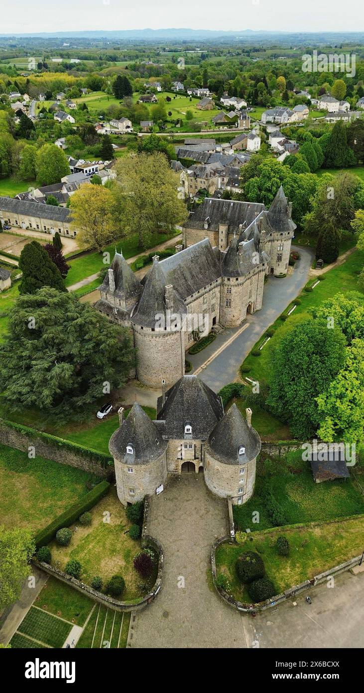 Drohnenfoto Schloss Pompadour Frankreich Europa Stockfoto