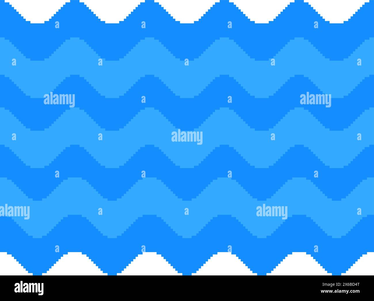Sea Waves Pixel Art - Asset für das Spiel. Nahtlose Textur der ozeanischen Oberfläche. 2D-Kachelmuster Vektorillustration Stock Vektor