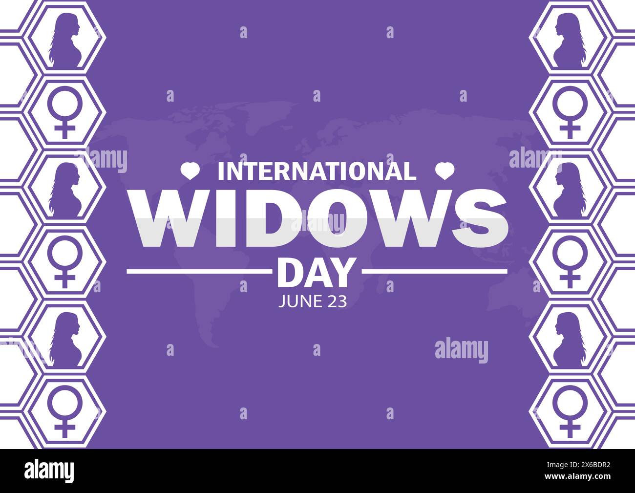 Tapete zum Internationalen Witwentag mit Formen und Typografie, Banner, Karte, Poster, Vorlage. Internationaler Tag der Witwen, Hintergrund Stock Vektor