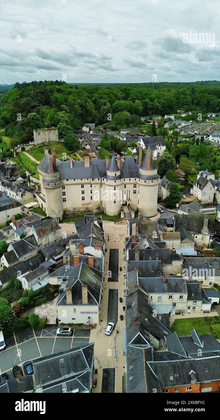 Drohnenfoto Schloss Langeais Frankreich Europa Stockfoto