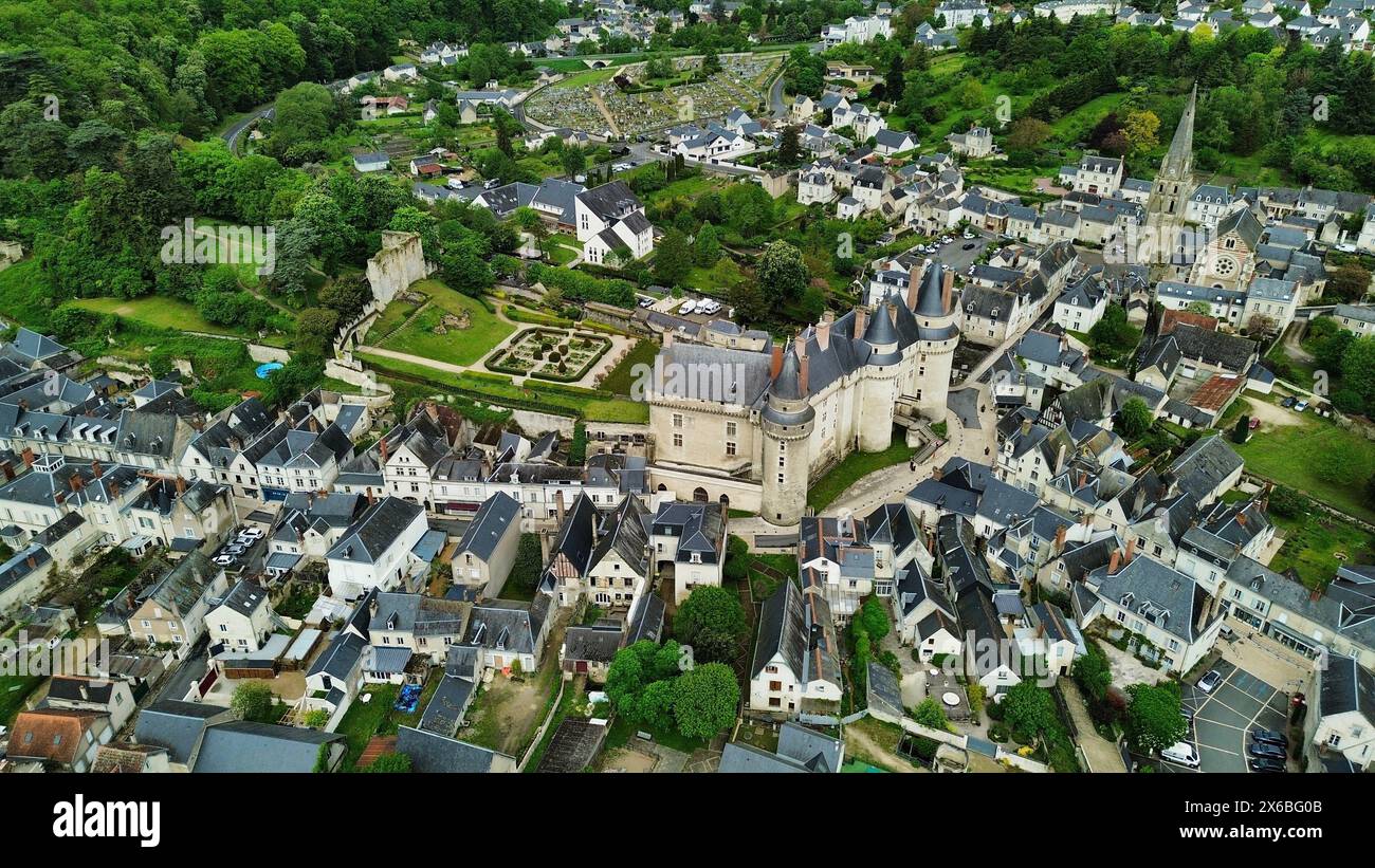 Drohnenfoto Schloss Langeais Frankreich Europa Stockfoto