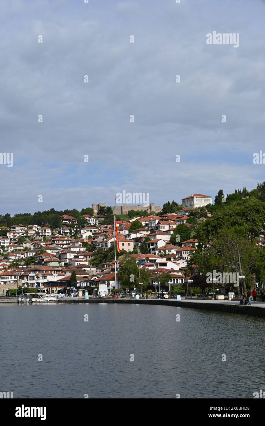 Nordmakedonien, Ohrid, Blick auf den See und die Altstadt Stockfoto