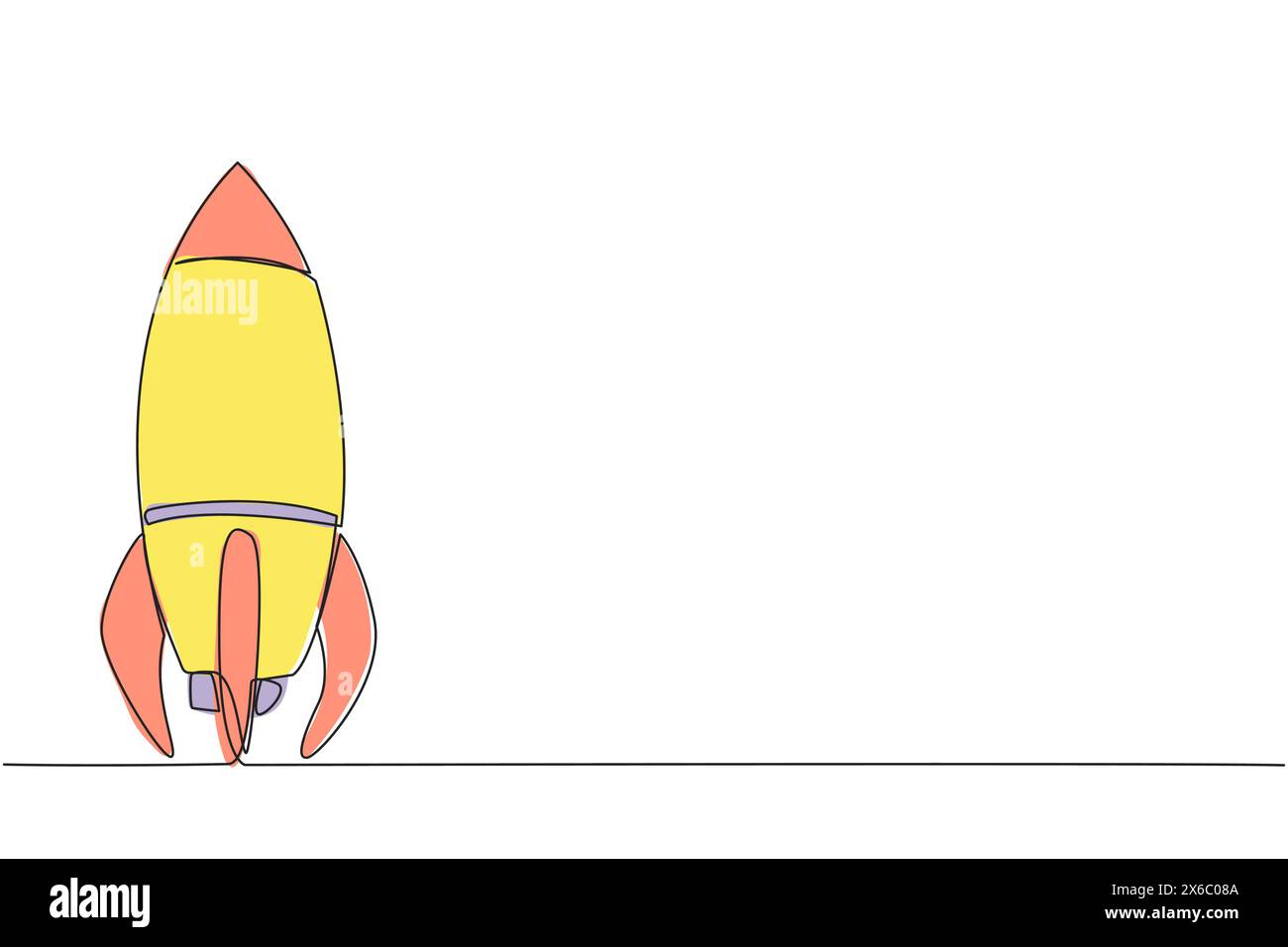 Die kontinuierliche einzeilige Zeichnungsrakete befindet sich in der Standby-Position. Ein spezielles Fahrzeug, das von Astronauten benutzt wird, um zum Mond zu gelangen. Raumfahrzeugtechnologie. Äußere Sp Stock Vektor