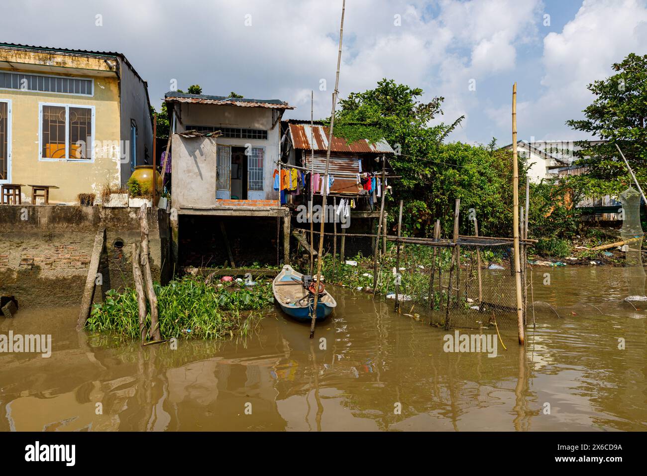 Das Leben am Mekong-Fluss bei Cai hat in Vietnam geklungen Stockfoto