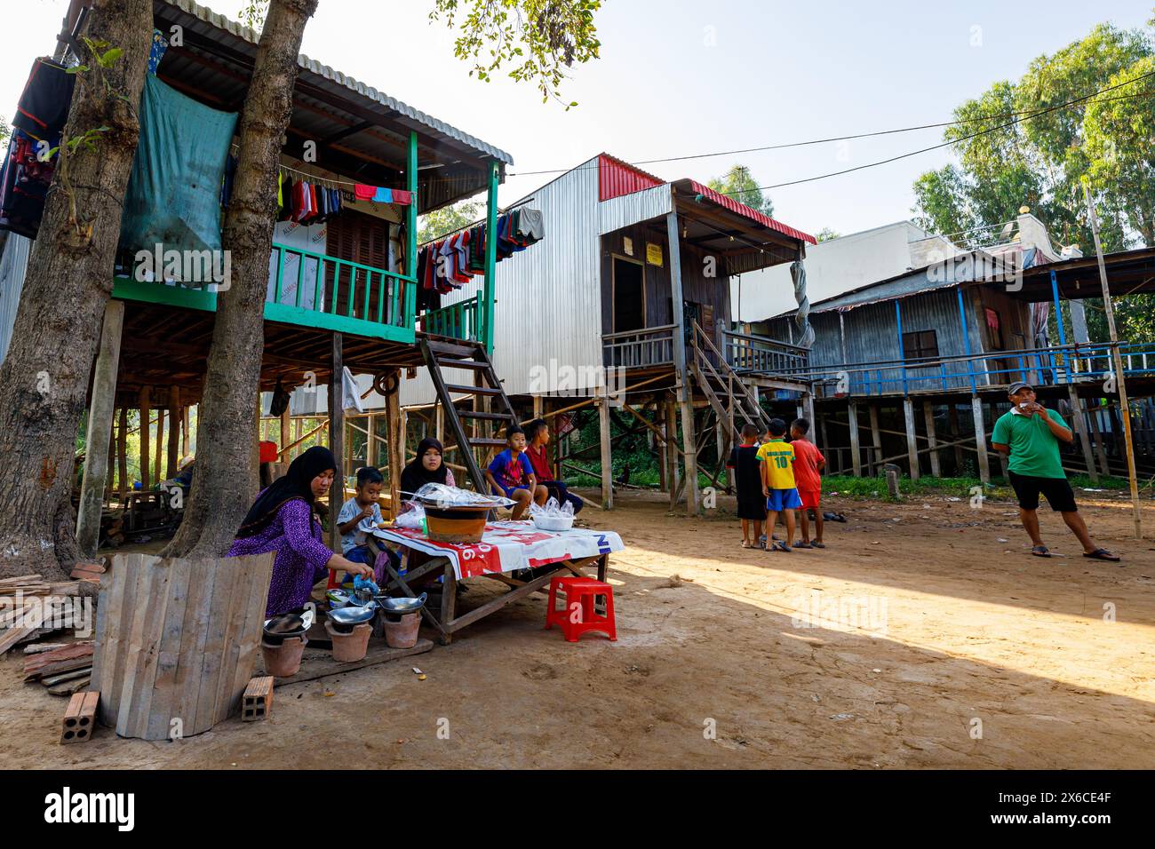 Das Leben am Mekong-Fluss bei Cai hat in Vietnam geklungen Stockfoto