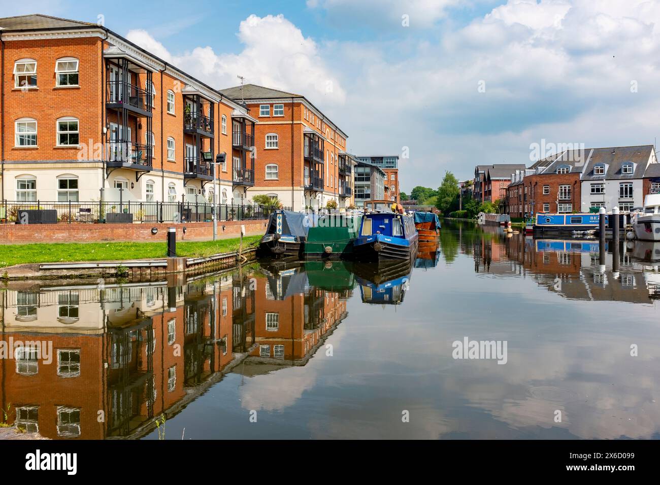 Diglis Waterside & Marina am Worcester und Birmingham Canal in der Stadt Worcester Stockfoto