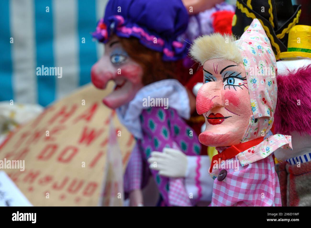 Traditionelle Marionetten beim Covent Garden May Fayre and Puppet Festival. 12. Mai 2024. Stockfoto
