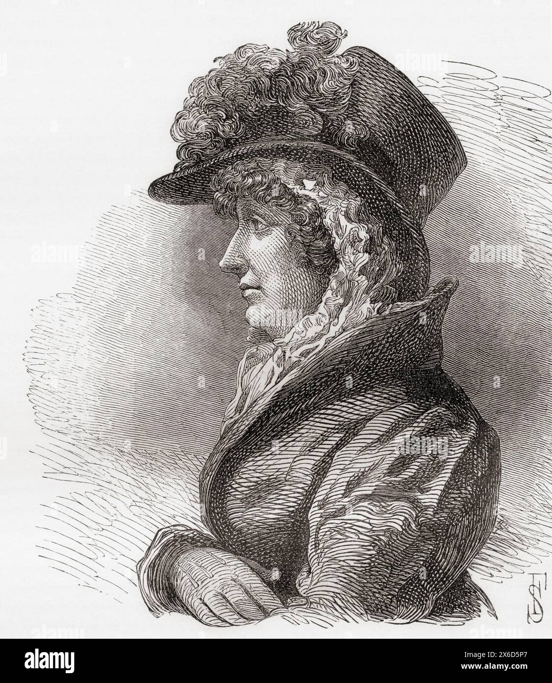 Caroline von Braunschweig-Wolfenbüttel, 1768–1821. Königin des Vereinigten Königreichs von Großbritannien und Irland und Königin von Hannover, 1820-1821. Entfremdete Ehefrau von König George IV. Aus Cassell Illustrated History of England. Stockfoto