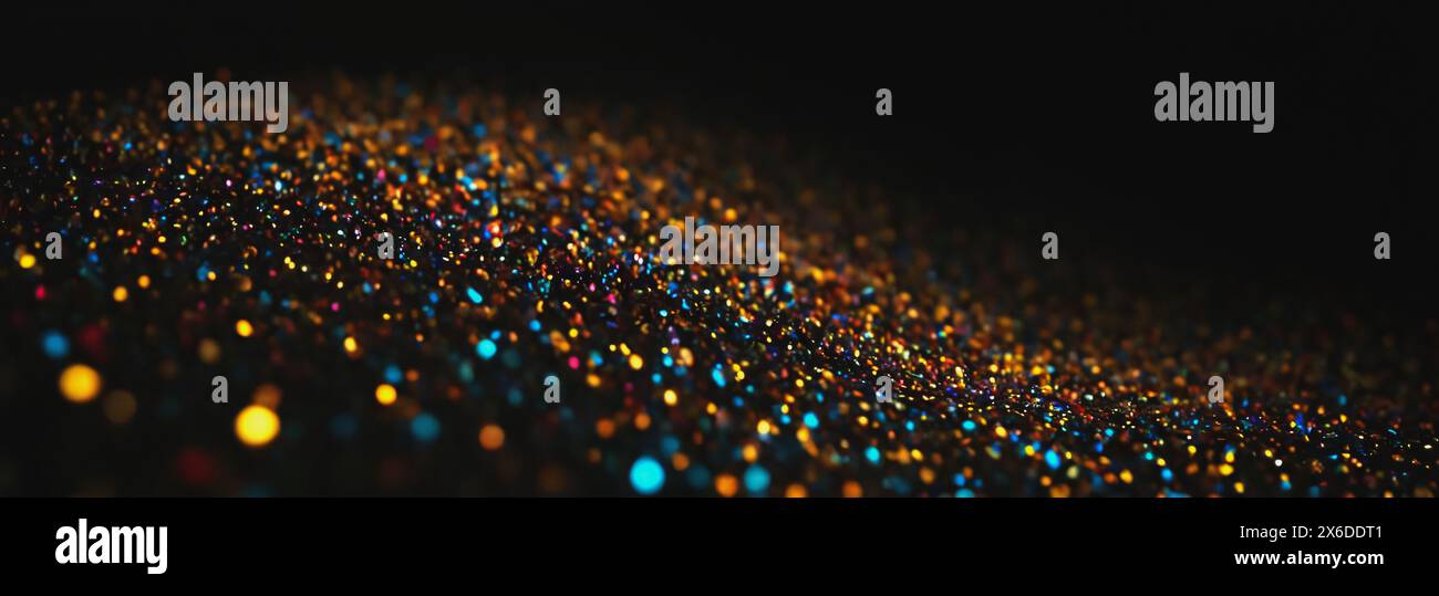 Organische wellige Glitzerpartikel, abstrakter Glitzerhintergrund, glitzernde Glitzerpartikelwelle Stockfoto