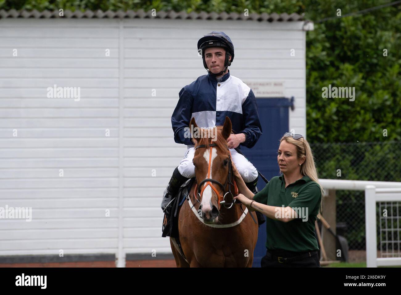 Windsor, Berkshire, Großbritannien. Mai 2024. Horse Katey Content (Nr. 5), geritten von Jockey Rossa Ryan, gewinnt die Fitzdares Spring Series Handicap Stakes auf der Royal Windsor Racecourse in Windsor, Berkshire. Besitzer S R Hope und S W Barrow, Trainer, Clive Cox, Hungerford, Züchter Whitsbury Manor Stud, Sponsor Clive Cox Racing Limited. Quelle: Maureen McLean/Alamy Live News Stockfoto