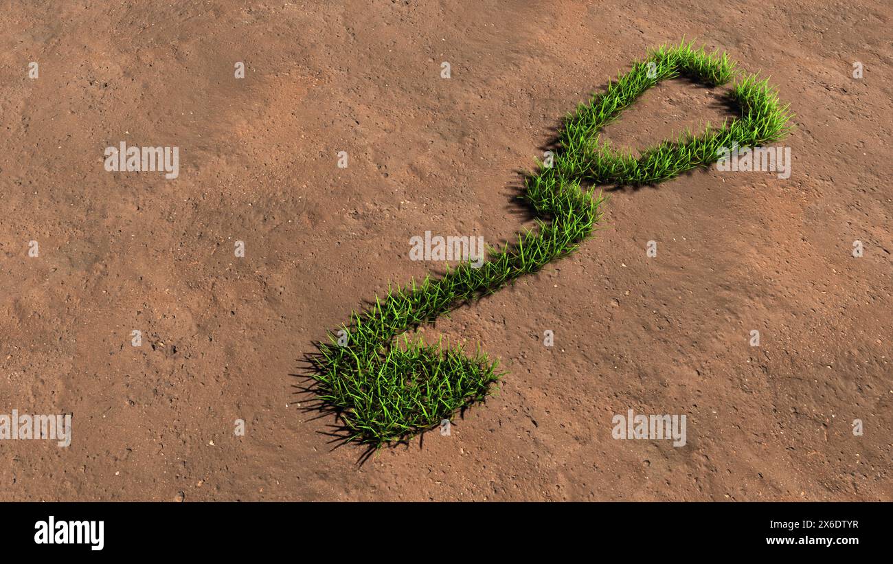 Konzept oder konzeptionelle grüne Sommer Rasen Grassymbolform auf braunem Boden oder Erde Hintergrund, Zeichen für Checkup Stethoskop Stockfoto