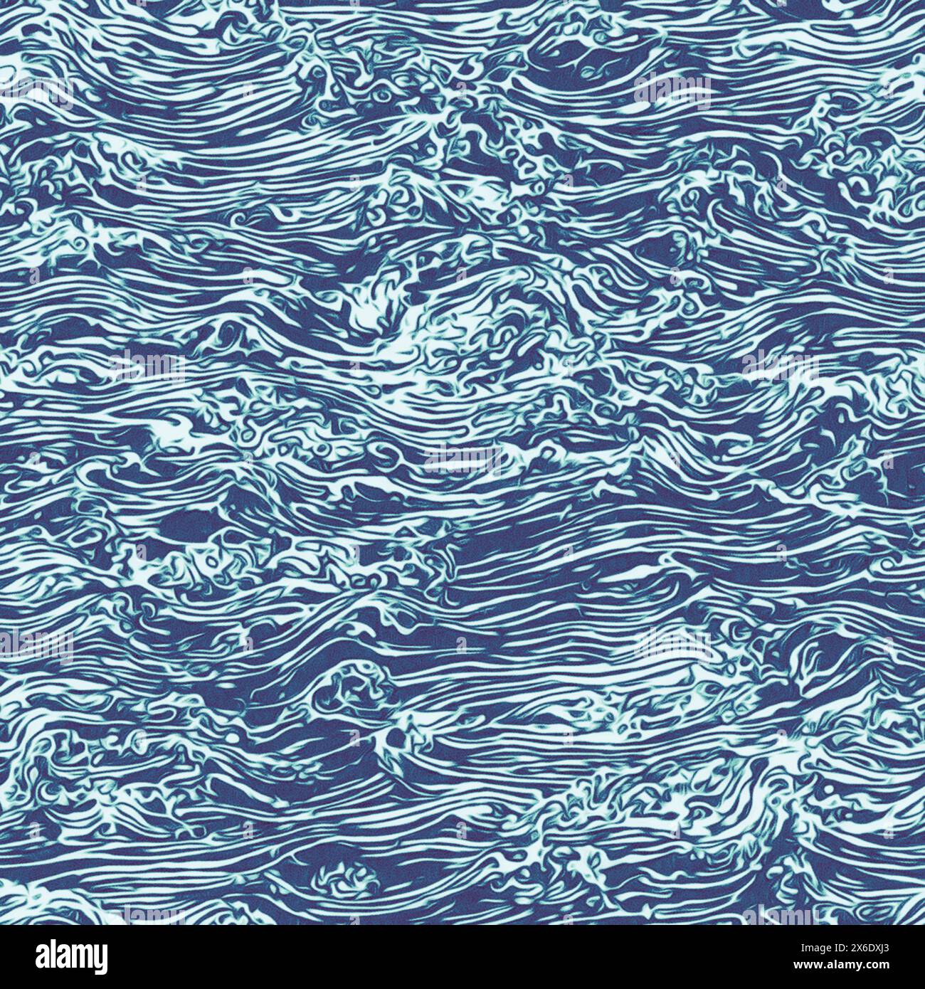 Nahtloses abstraktes Meer im urigen, lauten Stil, zeitgemäßes, kachelbares nautisches Wasser Stockfoto