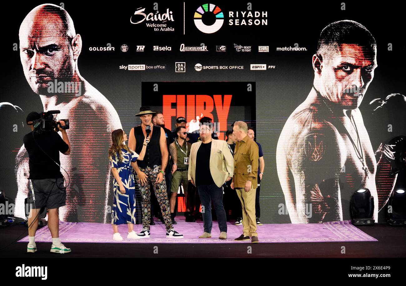 Tyson Fury während der feierlichen Ankunft in der Boulevard City Music World, Riad, Saudi-Arabien. Der Titelkampf zwischen Tyson Fury und Oleksandr Usyk findet am Samstag, den 18. Mai, statt. Bilddatum: Dienstag, 14. Mai 2024. Stockfoto