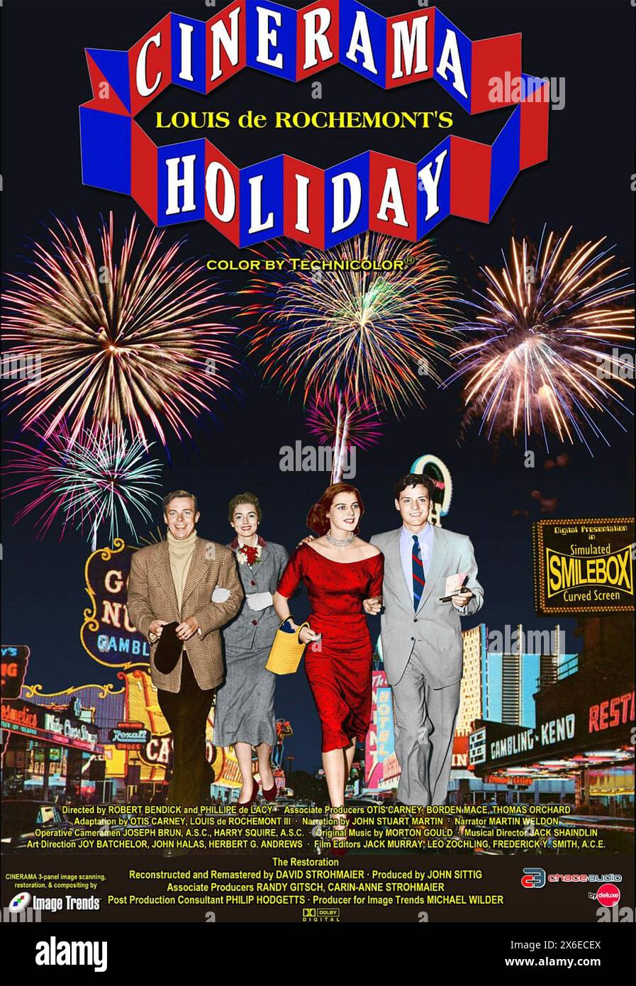CINERAMA HOLIDAY 1955 fiktionalisierte Reisedokumentarfilm, der im Jahr seiner Veröffentlichung der größte Film in Amerika war. Stockfoto