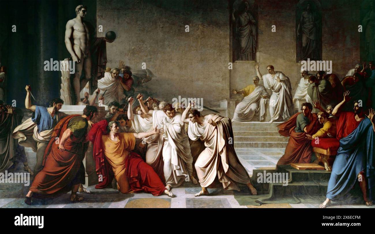 DER TOD VON JULIUS CÄSAR 1806 Gemälde des italienischen Malers Vincenzo Camuccini (1771-1844) Stockfoto