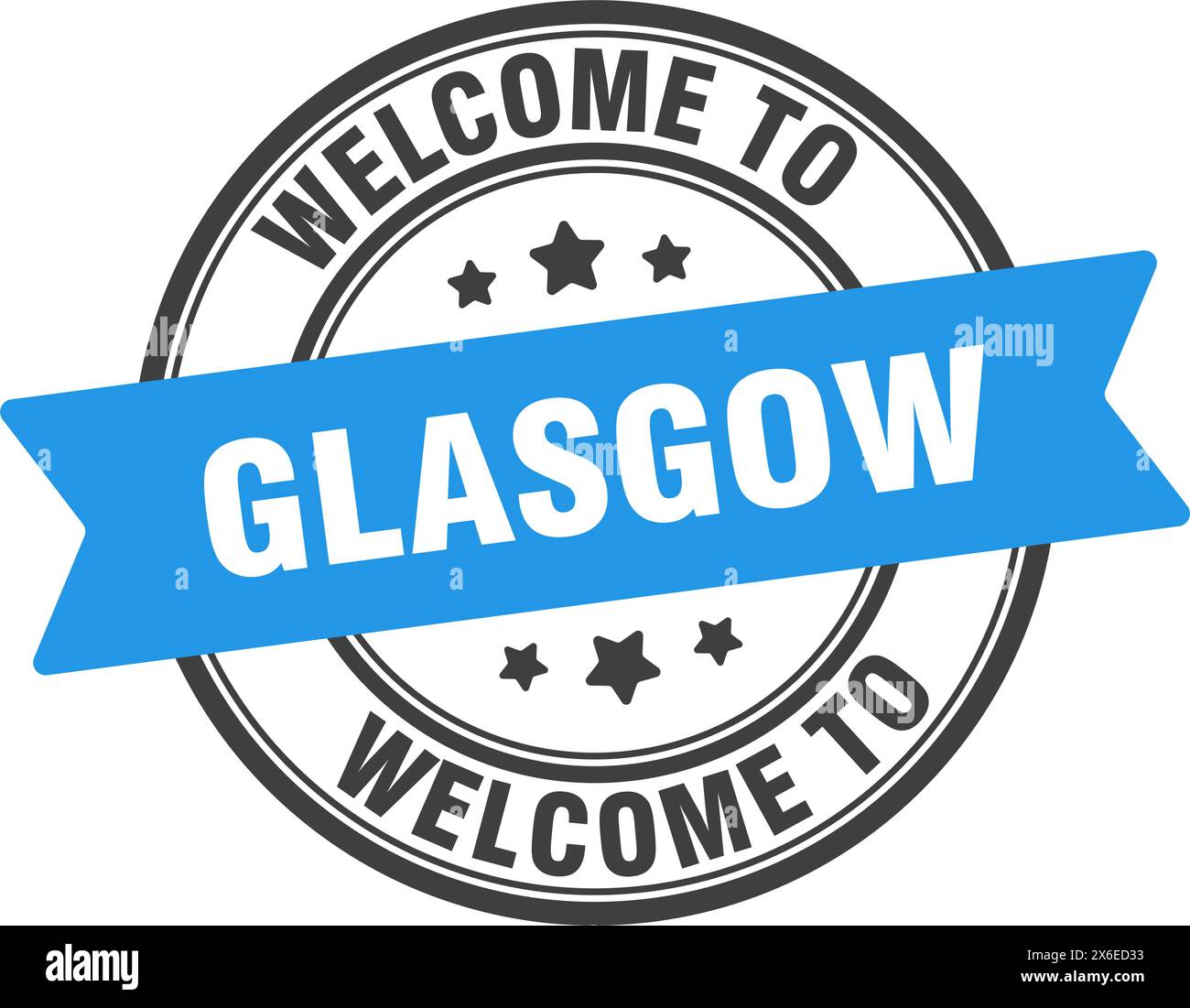 Willkommen bei Glasgow STAMP. Rundes Glasgower Schild isoliert auf weißem Hintergrund Stock Vektor