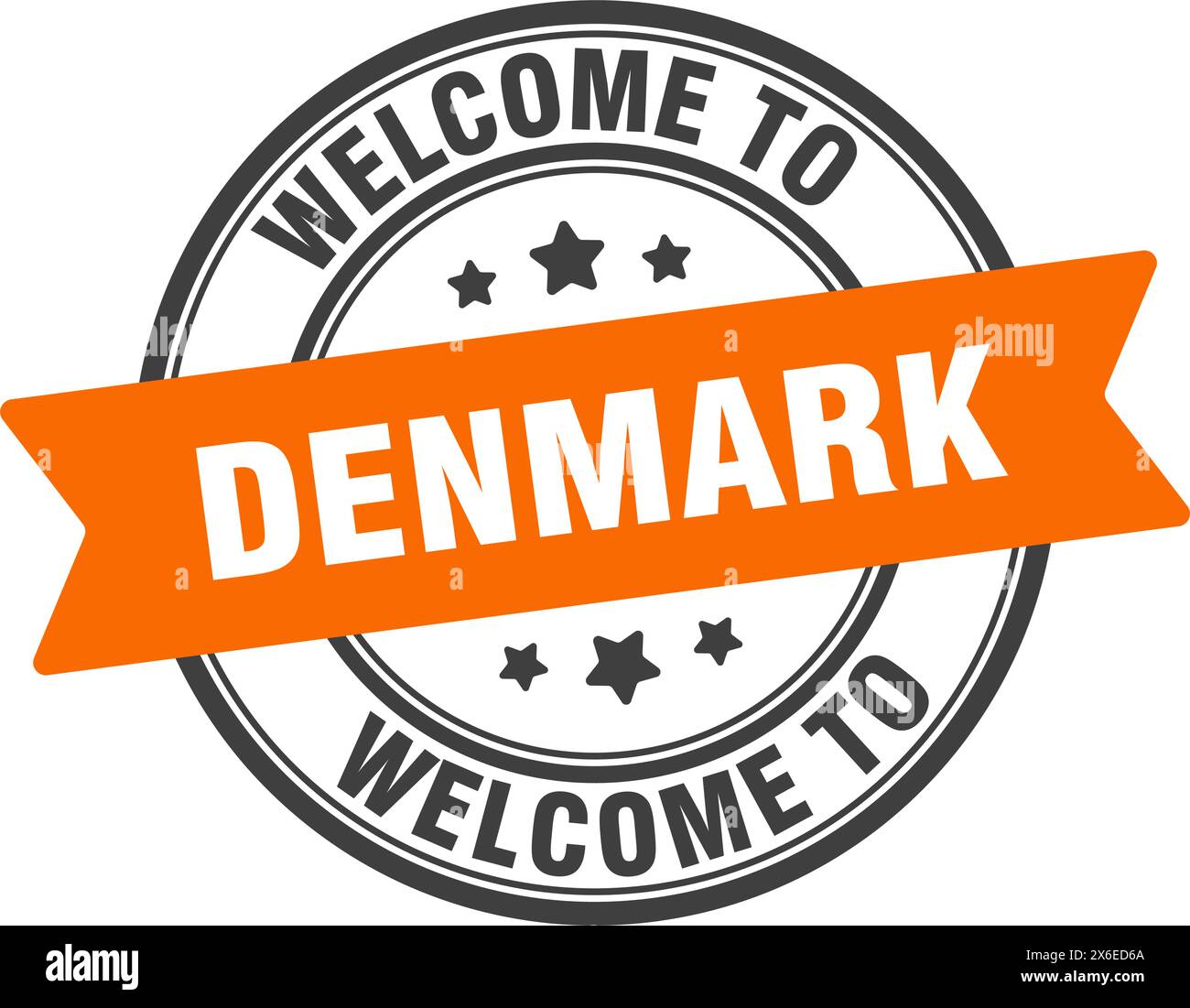 Willkommen bei Dänemark Stempel. Dänemark rundes Schild isoliert auf weißem Hintergrund Stock Vektor