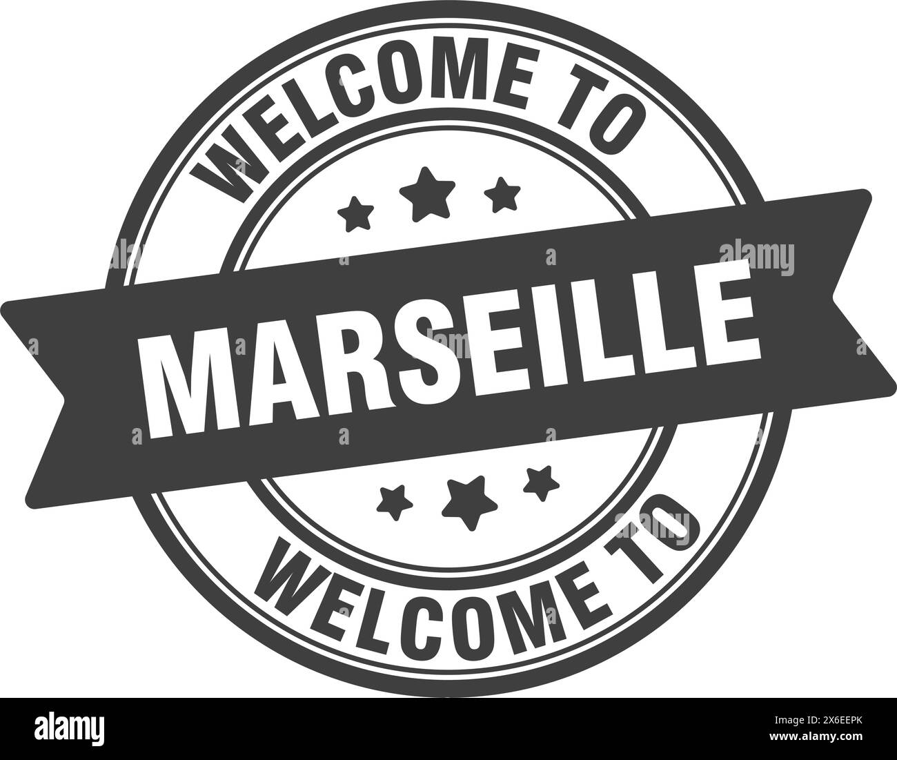 Willkommen bei Marseille STAMP. Rundes Schild Marseille isoliert auf weißem Hintergrund Stock Vektor