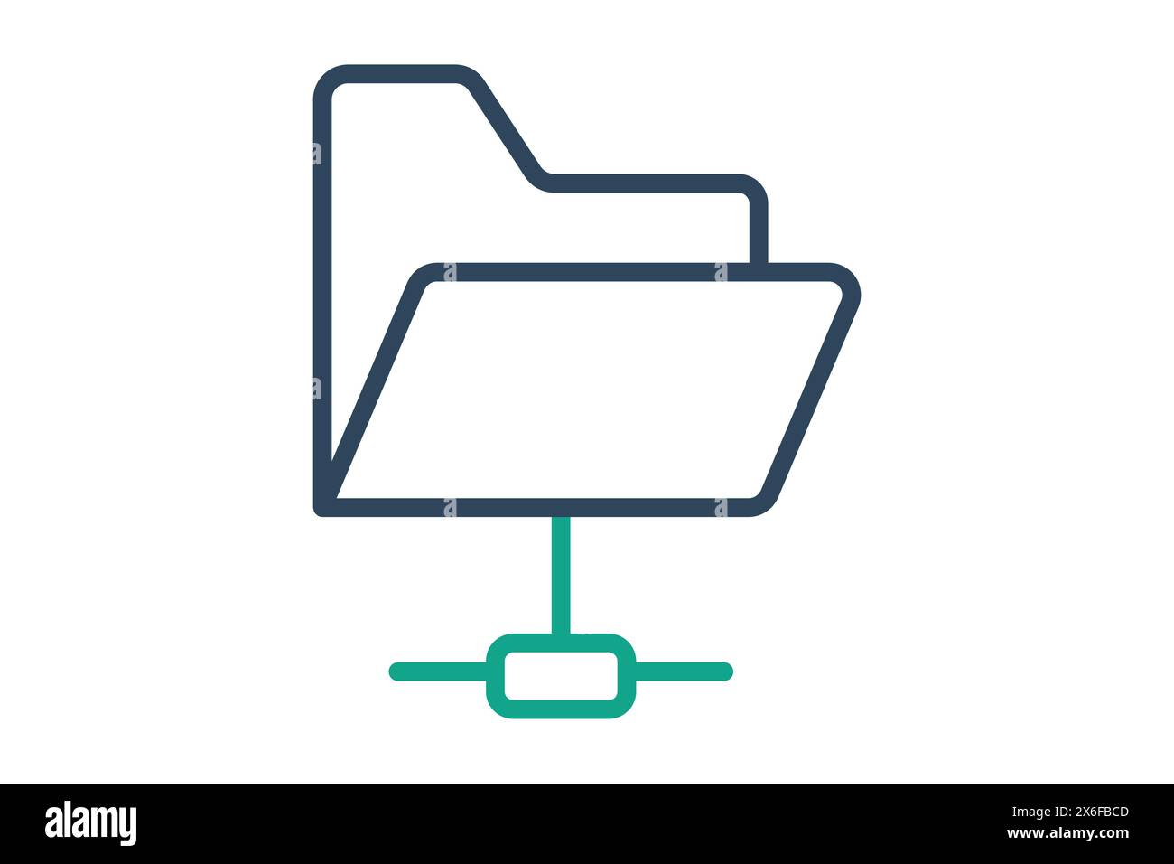 Symbol für freigegebenen Ordner. Symbol für Informationstechnologie. Liniensymbolstil. Illustration des Technologieelements Vektor Stock Vektor