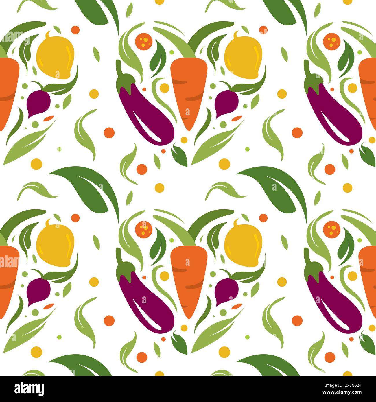 Nahtloses Muster mit handgezeichnetem bunten Kritzelgemüse Stock Vektor
