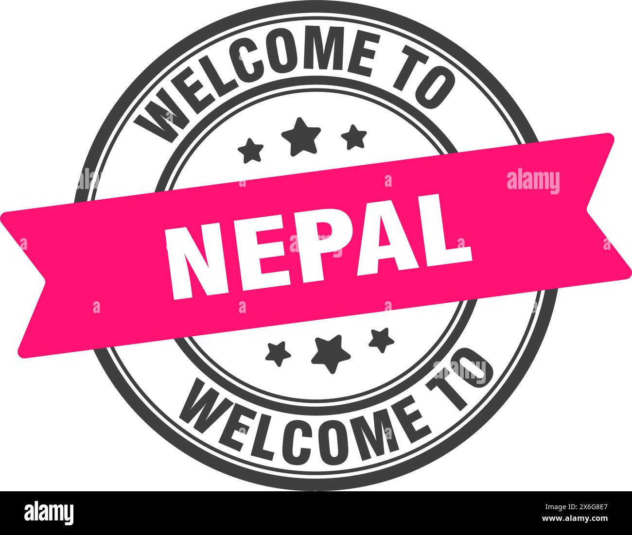 Willkommen bei Nepal STAMP. Nepal rundes Schild isoliert auf weißem Hintergrund Stock Vektor