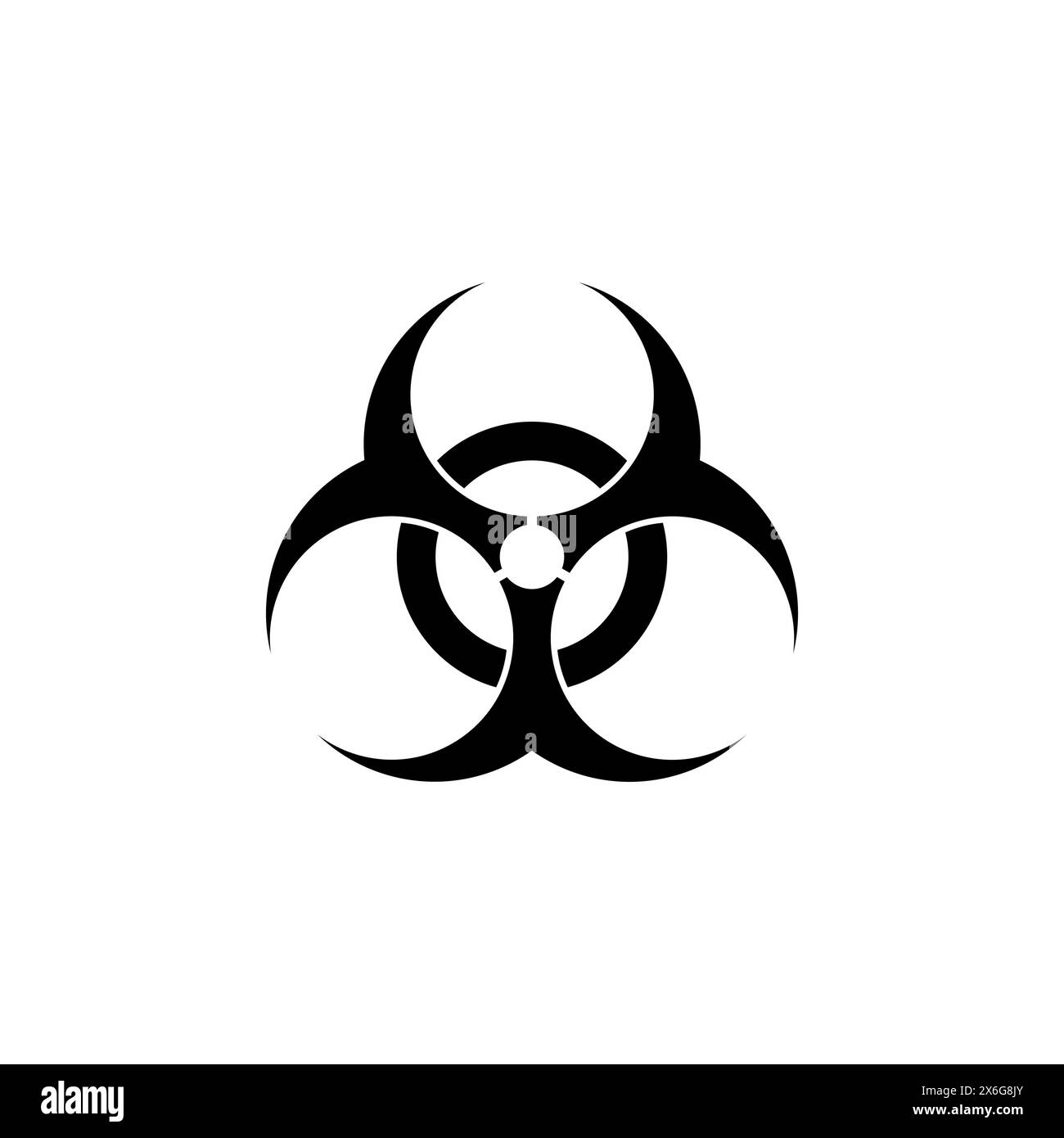 Biologisches Risiko, flaches Vektorsymbol für biologische Gefahren. Einfaches, ausgefülltes Symbol auf weißem Hintergrund. Biologische Gefahr, Schilder für biologische Gefahrenhinweise für Stock Vektor