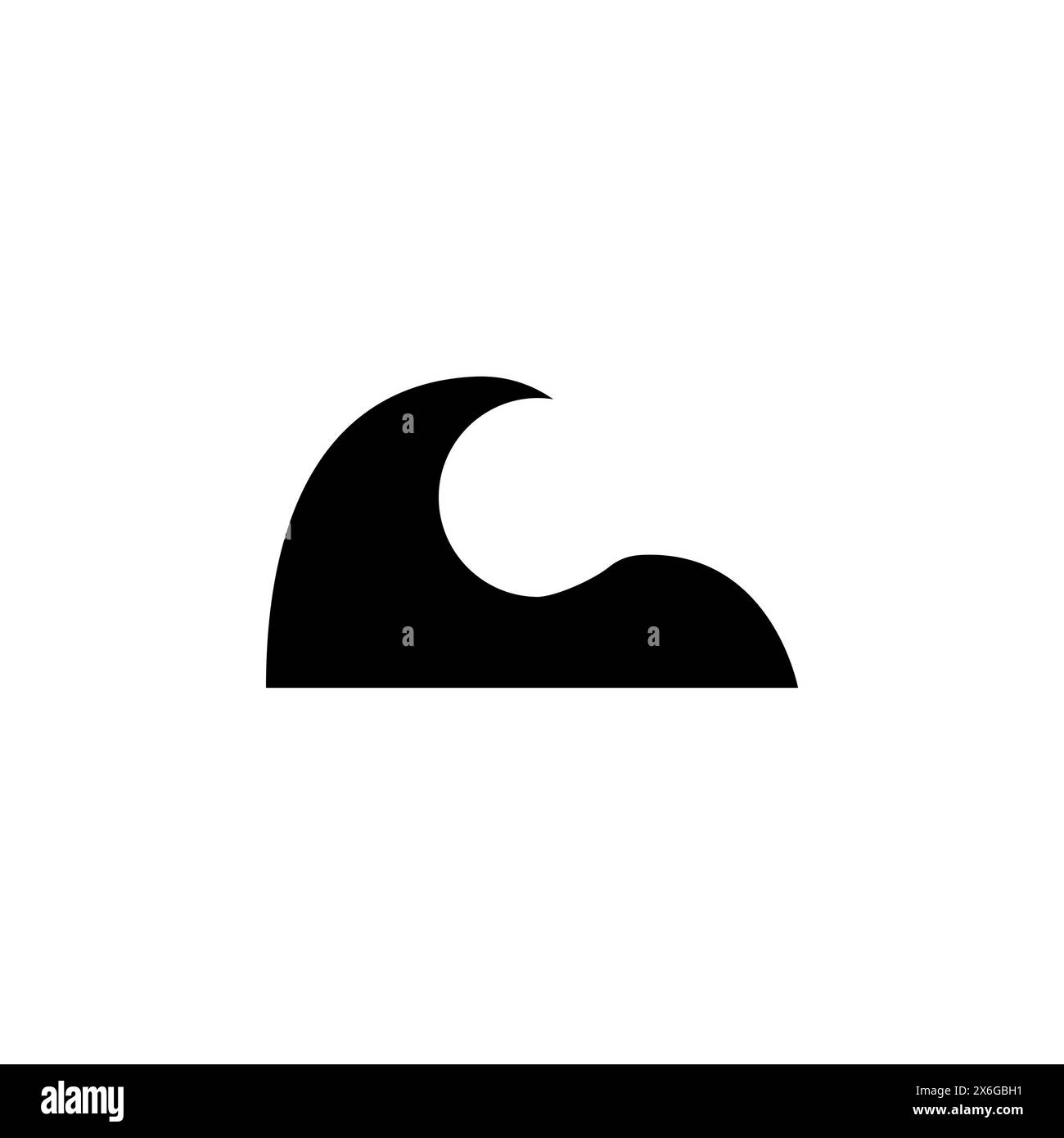 Tsunami-Warnung, große Wellen flaches Vektorsymbol. Einfaches, ausgefülltes Symbol auf weißem Hintergrund. Tsunami-Warnung, Design-Vorlage für Big Waves-Zeichen für Web Stock Vektor