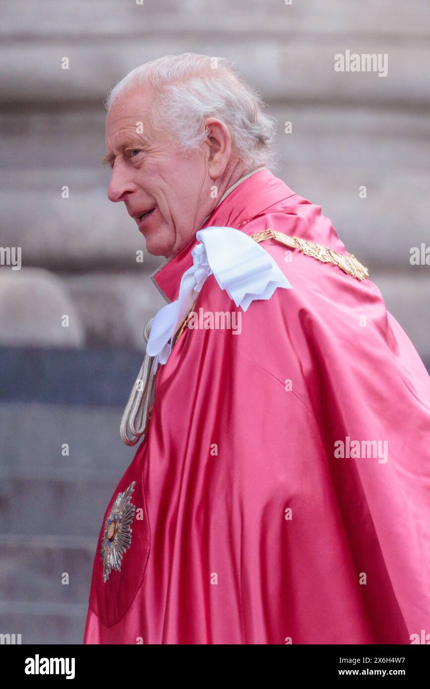 St Paul's Cathedral, London, Großbritannien. Mai 2024. Seine Majestät, König Karl III. Und Königin Camilla, in zeremoniellen Gewändern, nehmen an einem Widmungsgottesdienst für den Orden des Britischen Reiches in der St. Paul's Cathedral Teil. Der Order of the British Empire würdigt die Arbeit von Menschen aus allen Gesellschaftsschichten mit Auszeichnungen wie MBEs, OBEs, Ritterschaft und Damehoods. Der König ist der Souverän des Ordens des Britischen Reiches. Die Königin ist der Großmeister des Ordens des Britischen Reiches. Foto: Amanda Rose/Alamy Live News Stockfoto