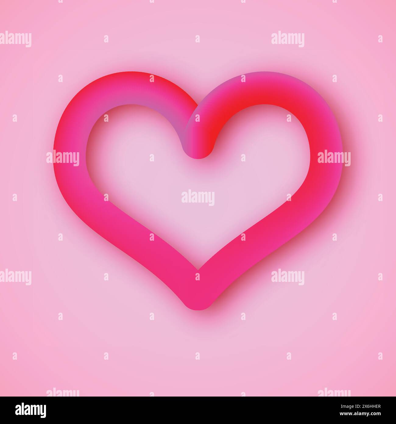 Großes rotes Herz auf rosa Hintergrund. Symbol der Liebe. Vektorabbildung. Stock Vektor