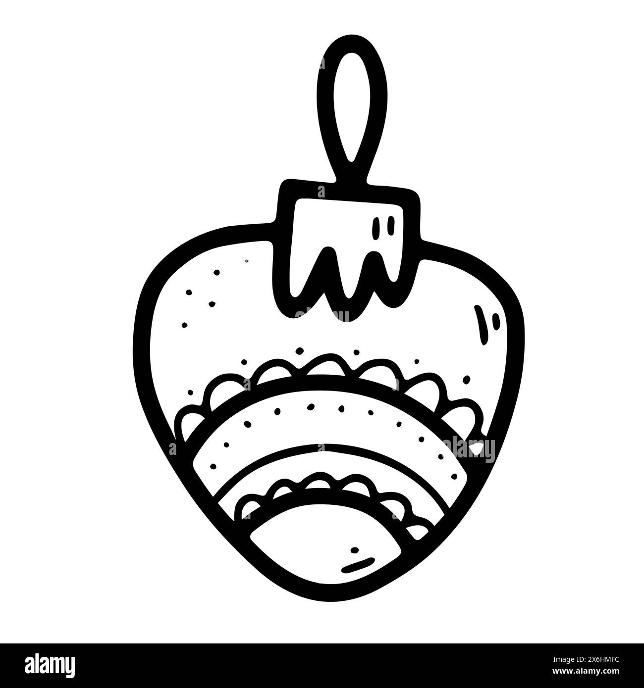 Weihnachtskugel-Bild kritzeln. Saisonales Ornament Spielzeug isoliert auf weißem Hintergrund. Festliche Dekoration. Vektor-Illustration zum Neujahr. Traditionell Stock Vektor