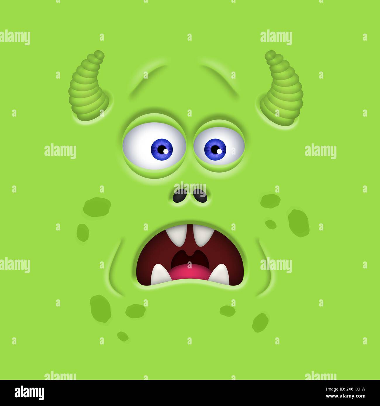 Lustiges Monster-Gesicht. Comic Monster Gesicht Illustration. Stockfoto