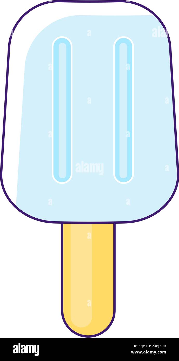 Erfrischendes Sommereis mit Milchschokolade. Gefrorenes glasiertes Eis am Stock. Symbol für Sommerferien. Einfaches Konturvektorelement isoliert auf Stock Vektor