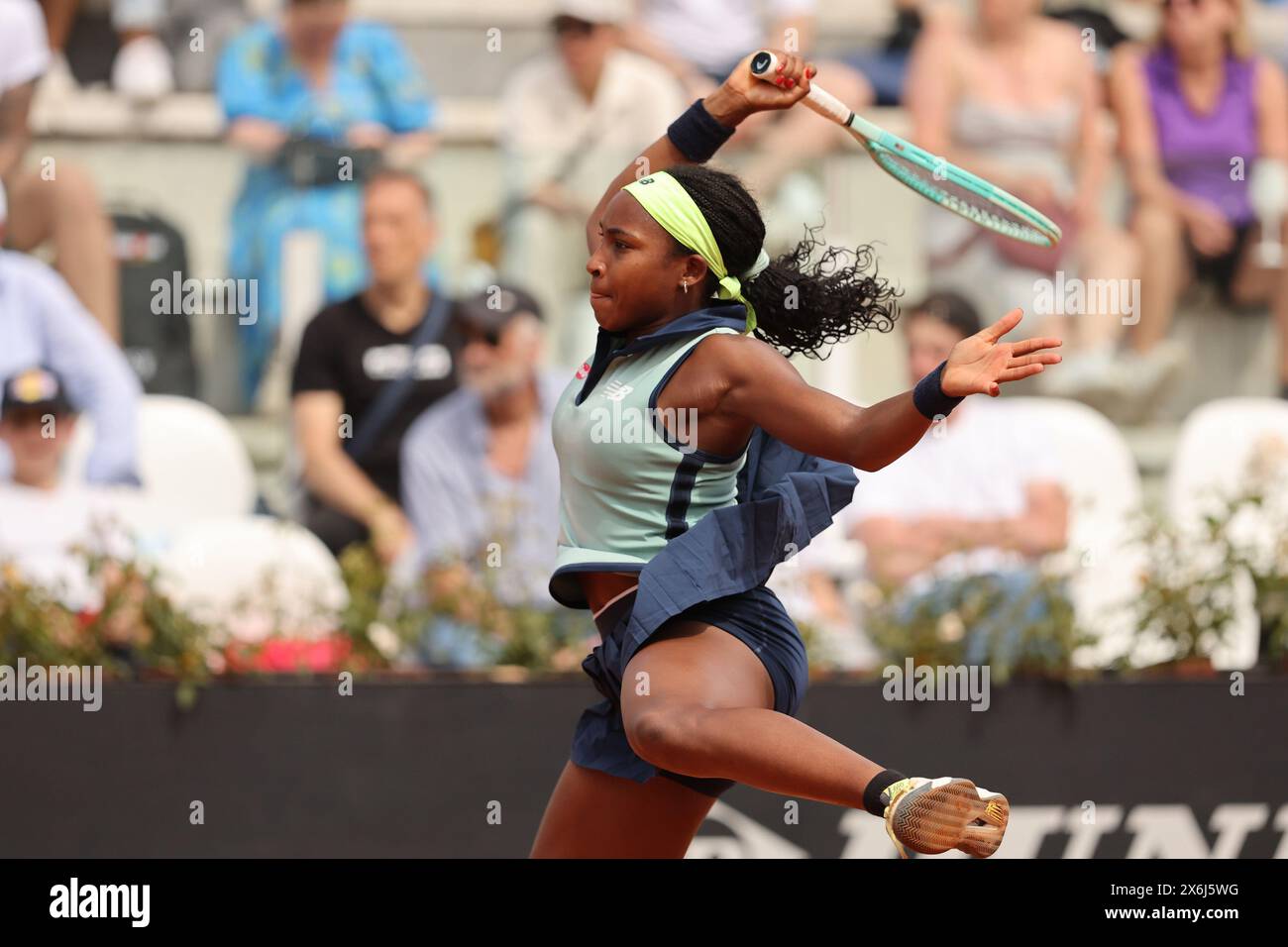 Rom, Italien. Mai 2024. Rom, Italien 15.05.2024: Coco Gauff (USA) während des Internazionali BNL 2024 Womenâ&#x80;&#x99;s WTA 1000 Open Tennis Turniers in Rom in der Grand Stand Arena. Quelle: Unabhängige Fotoagentur/Alamy Live News Stockfoto