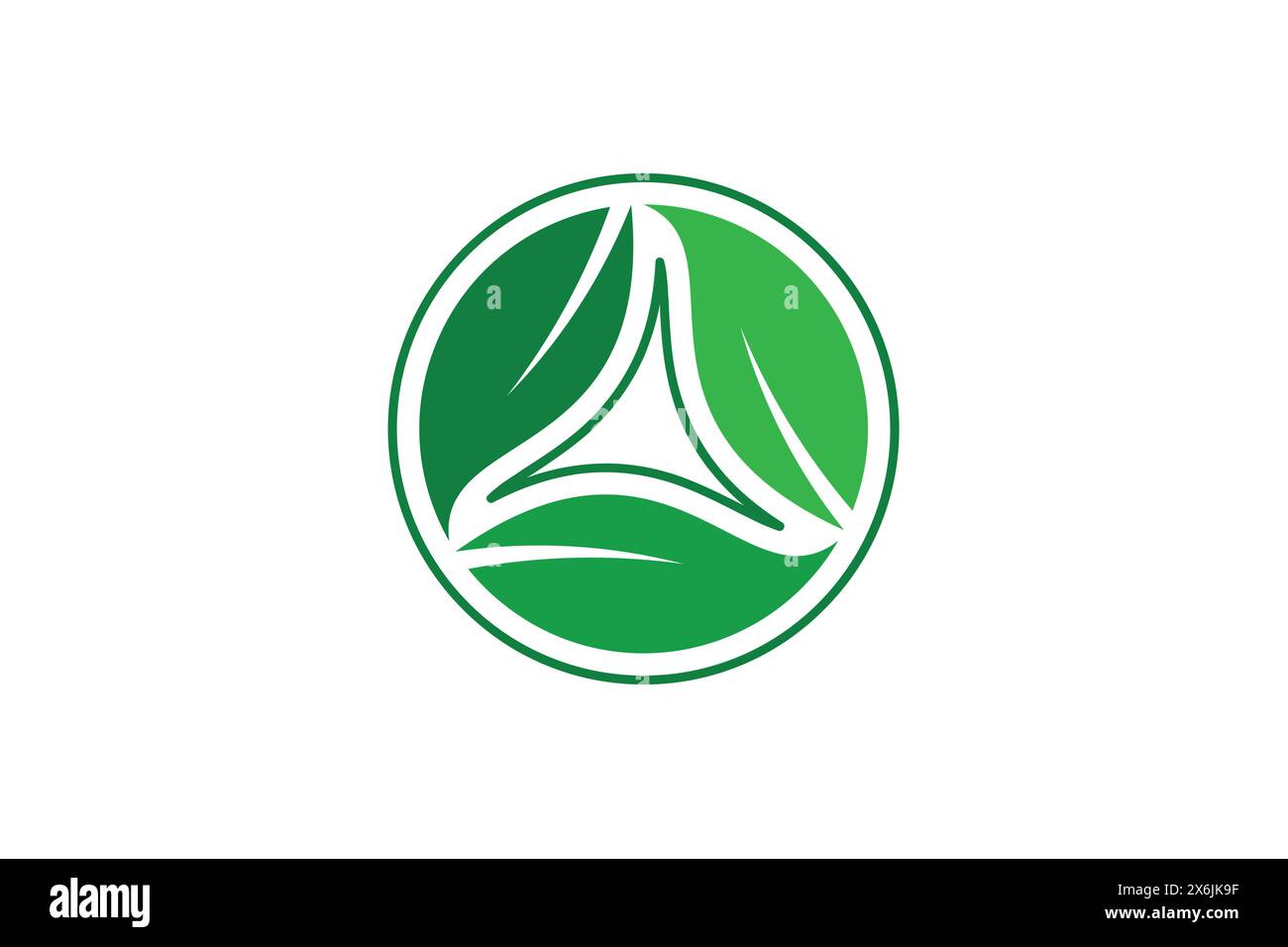 Grünes Blatt ökologisches Naturelement Vektorsymbol. Logo für Unternehmenszeichen. Designvorlage für Unity Leaf-Logo. Kreisförmiges flaches Logo. Stock Vektor