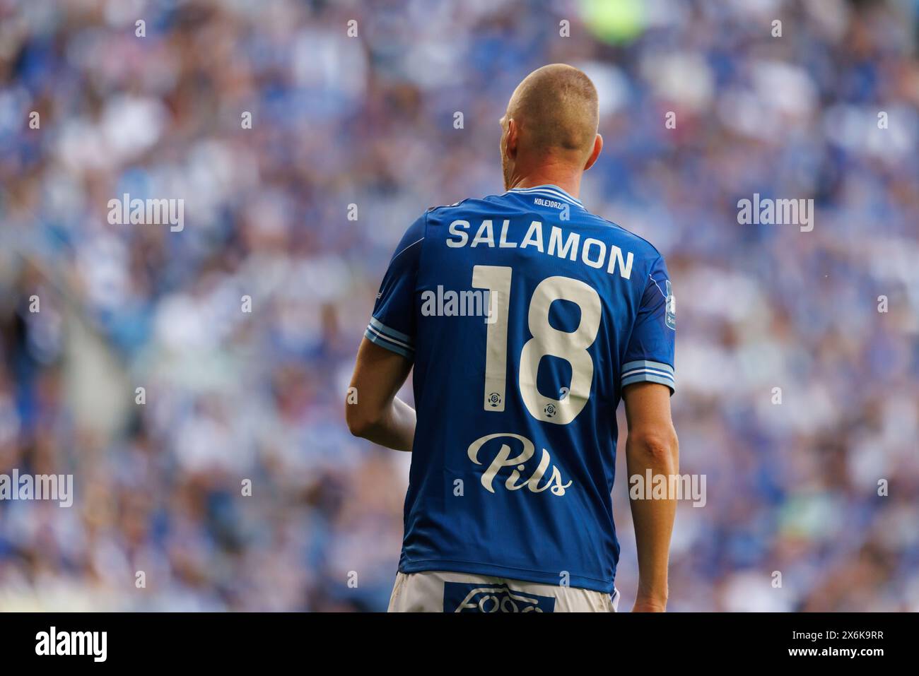 Bartosz Salamon aus Lech Posen wurde während des PKO BP Ekstraklasa-Spiels zwischen Lech Poznan und Legia Warszawa im Enea Stadion beobachtet. Endpunktzahl: Lech Poznan 1:2 Legia Warszawa. Stockfoto