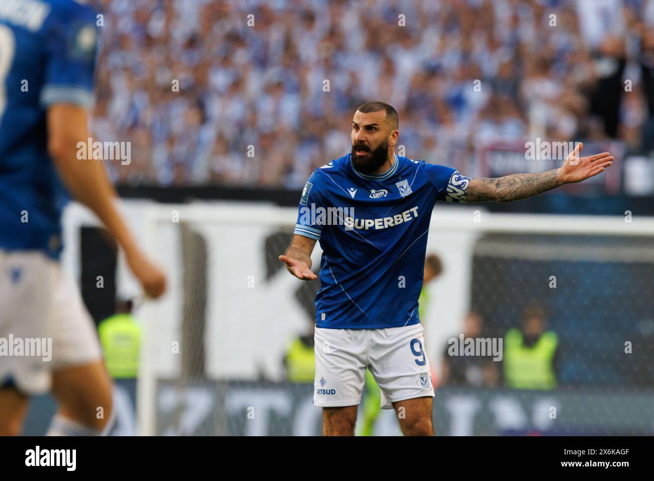 Posen, Polen. Mai 2024. Michael Ishak von Lech Poznan reagiert während des PKO BP Ekstraklasa Spiels zwischen Lech Poznan und Legia Warszawa im Enea Stadium. Endpunktzahl: Lech Poznan 1:2 Legia Warszawa. (Foto: Maciej Rogowski/SOPA Images/SIPA USA) Credit: SIPA USA/Alamy Live News Stockfoto