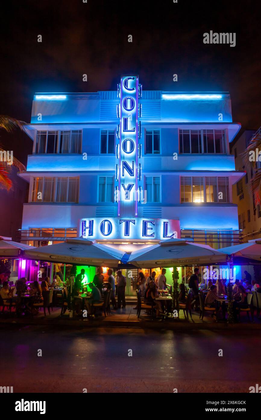 Art déco-Viertel am Ocean Drive, Miami Beach, Florida, USA Stockfoto