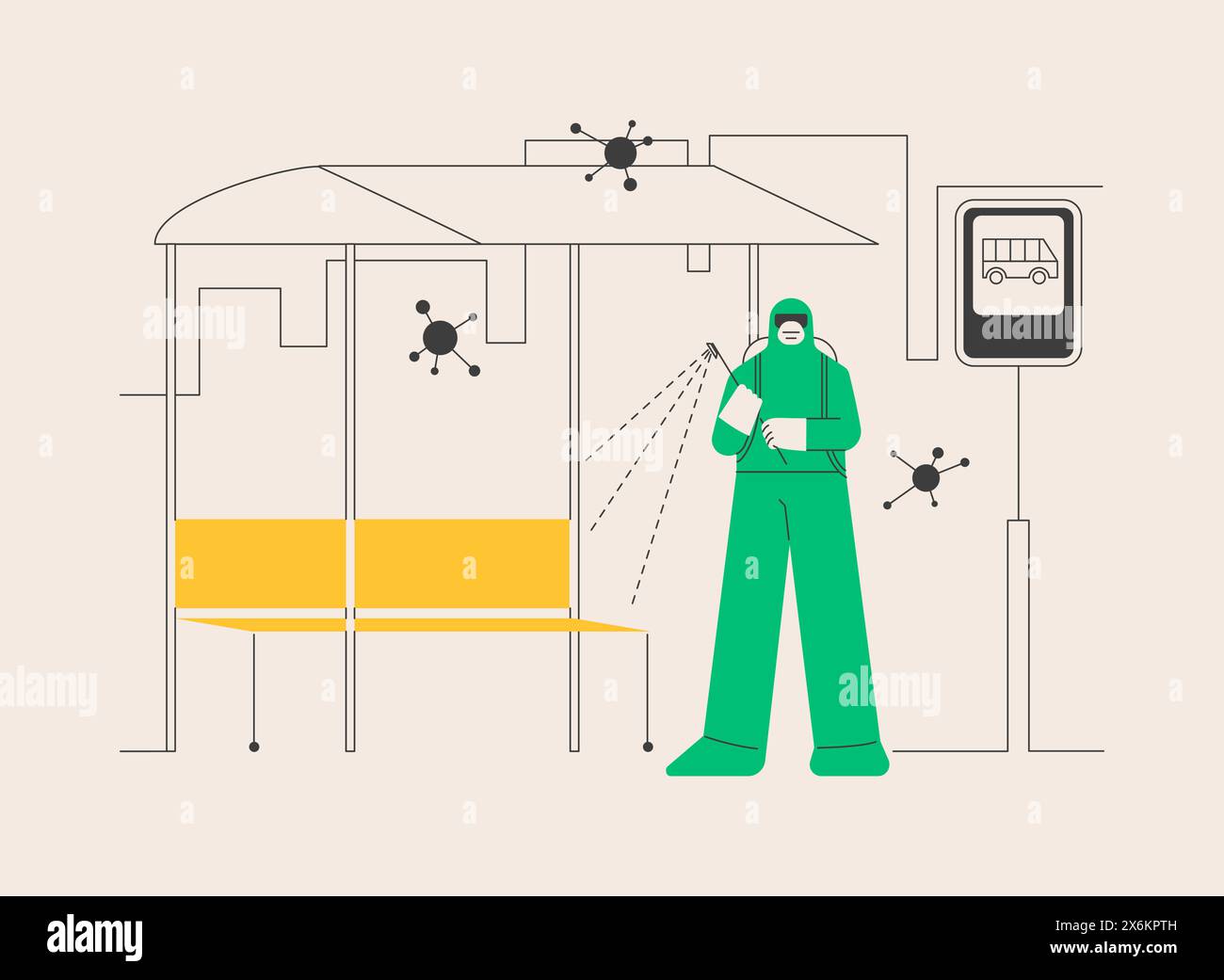 Public Place Sanitising abstrakte Konzept Vektor Illustration. Stock Vektor