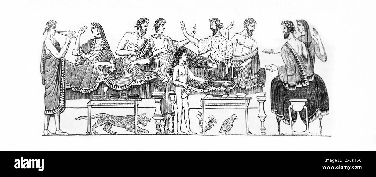 Holzgravur des Bechers des Trostes eine Begräbnispraxis, bei der es Brauch ist, dass Freunde Wein an Konsolenverwandte senden, wenn sie trauern oder gehen Stockfoto