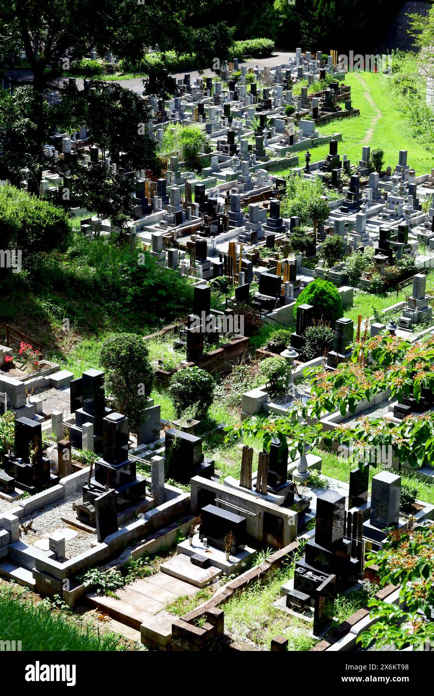 Das tägliche Leben in Japan Ein japanischer Friedhof im Sommer Stockfoto