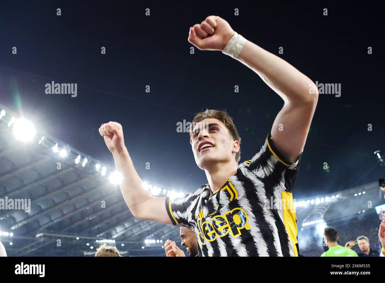 Rom, Italie. Mai 2024. Die Spieler von Juventus feiern den Sieg am Ende des italienischen Pokals, Coppa Italia, das Fußballfinalspiel zwischen Atalanta BC und Juventus FC am 15. Mai 2024 im Stadio Olimpico in Rom, Italien - Foto Federico Proietti/DPPI Credit: DPPI Media/Alamy Live News Stockfoto