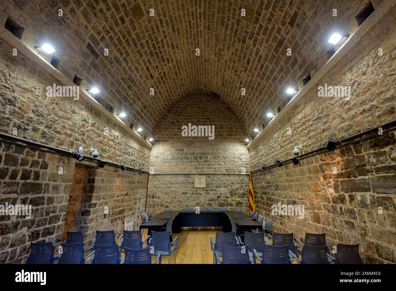 Kapelle Sant Andreu, derzeitige Versammlung und Plenarsaal des Rathauses von Santpedor (Bages, Barcelona, ​​Catalonia, Spanien) ESP: Capilla de Sant Andreu Stockfoto
