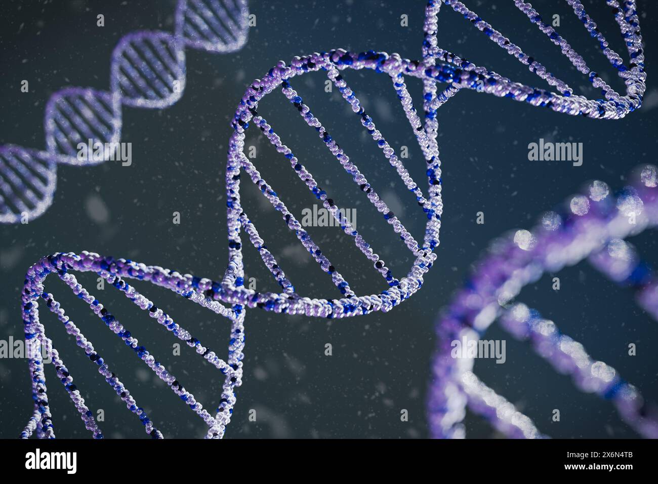 3D-Rendering der dna-Struktur, abstrakter Hintergrund - 3D-Illustration Stockfoto