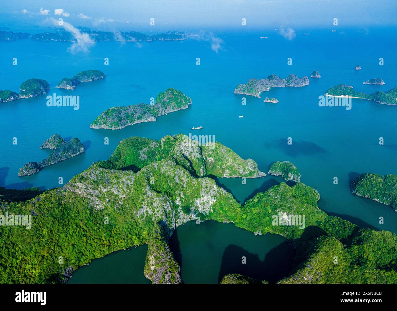 Luftaufnahme von Lan Ha Bay, Hai Phong Stadt, Vietnam Stockfoto
